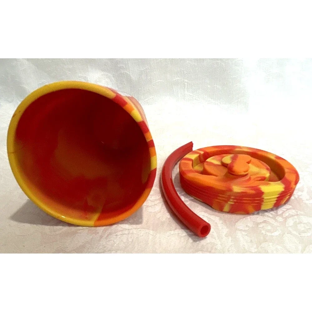 Silicone TRD Logo Swirl Tumbler 11-20 oz Orange Yellow Red w/ Lid & Straw NEW
